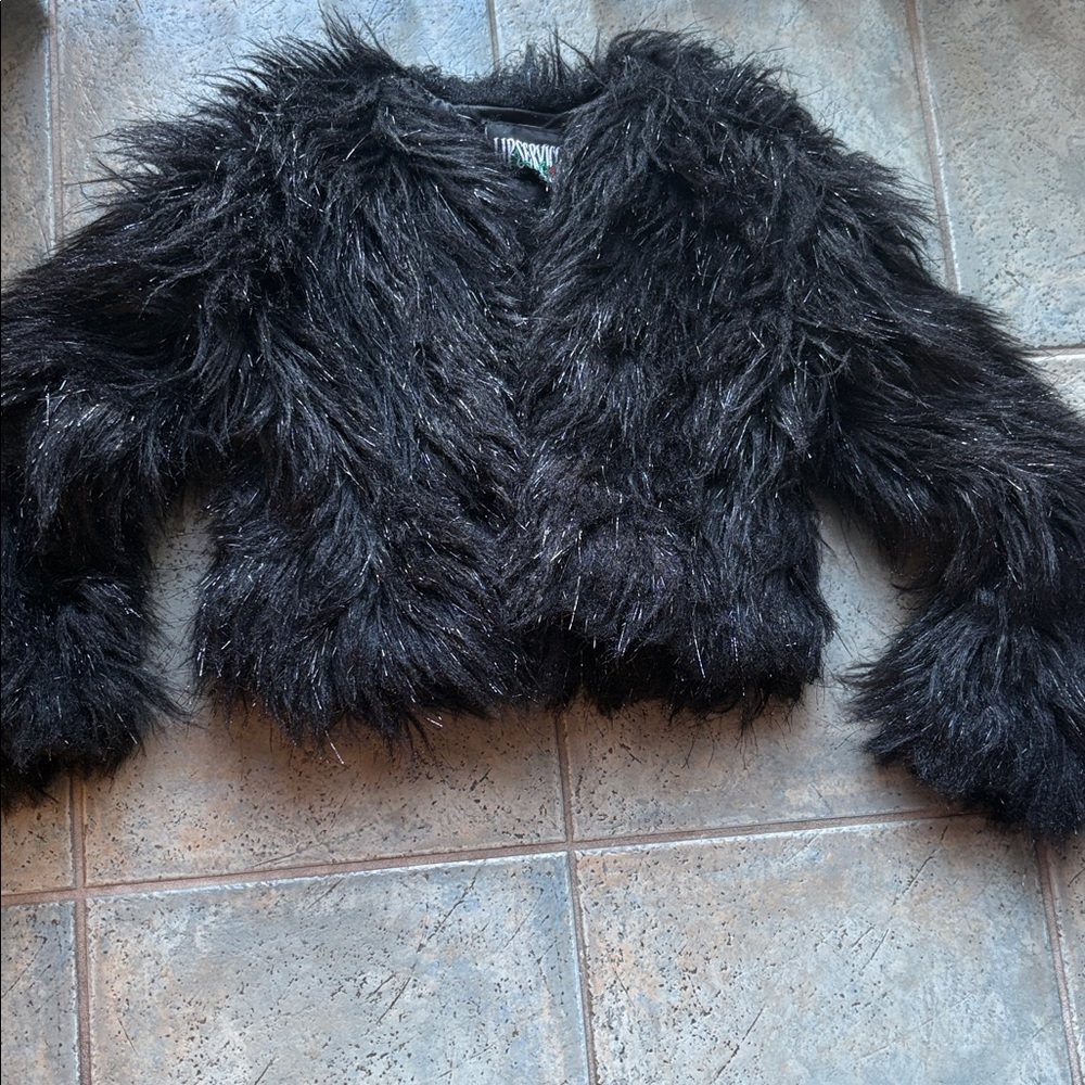 Vintage Lip Service RARE black Faux Fur Jacket. Size s
